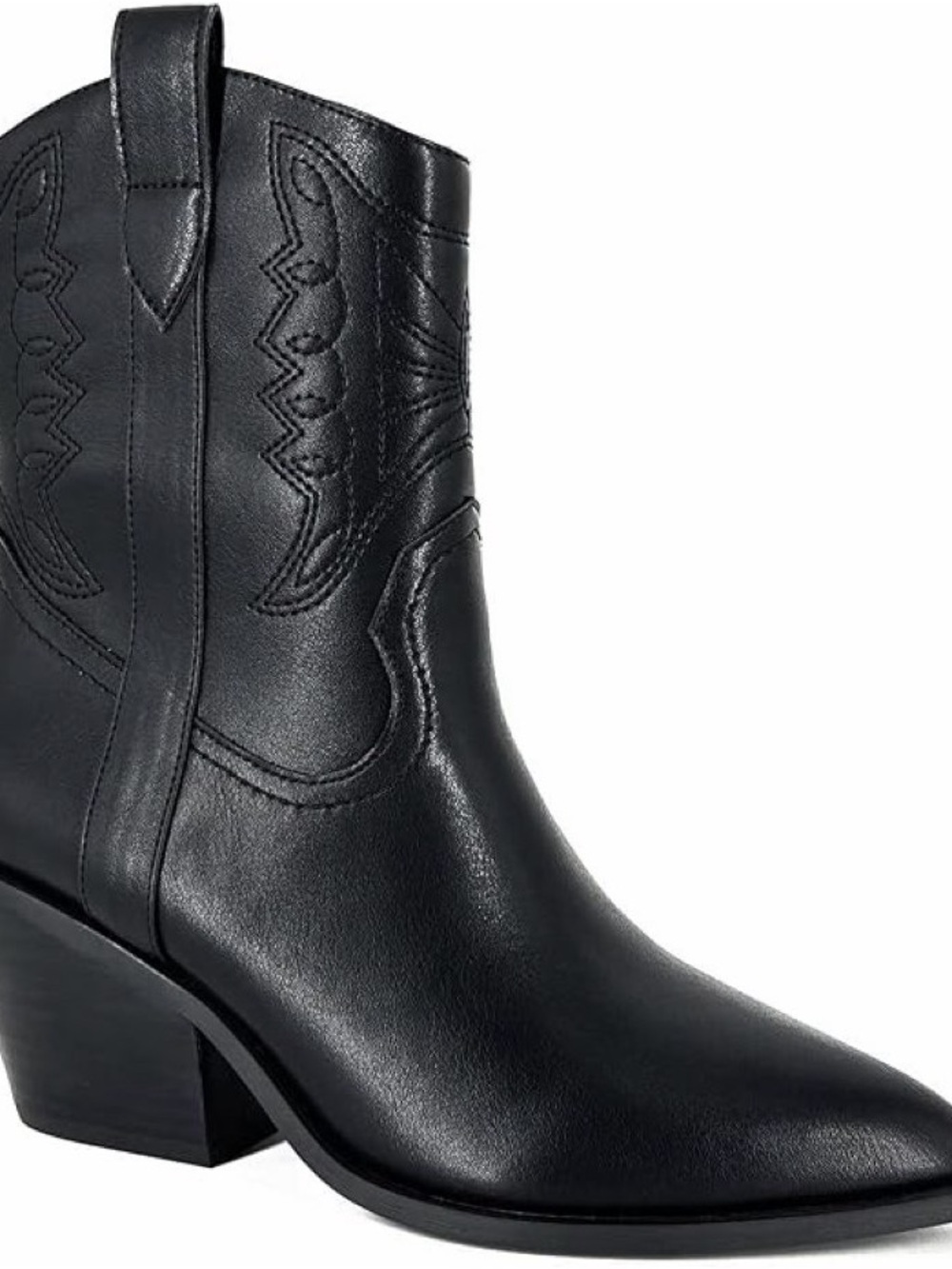 Women's Black Leather Western Ankle Cowgirl Boots